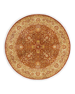 Traditional Mogul Orange Wool Round Area Rug 5' 1" x 5' 1" - Solo Rugs