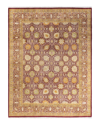 Traditional Mogul Purple Wool Area Rug 7' 10" x 10' 6" - Solo Rugs