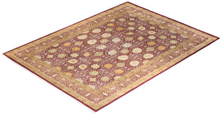 Traditional Mogul Purple Wool Area Rug 9' 3" x 12' 5" - Solo Rugs