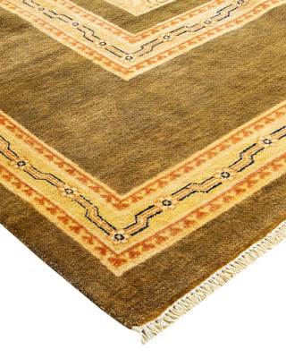 Contemporary Eclectic Green Wool Area Rug 10' 1" x 13' 9" - Solo Rugs