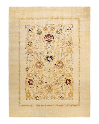 Contemporary Eclectic Ivory Wool Area Rug 9' 1" x 12' 0" - Solo Rugs