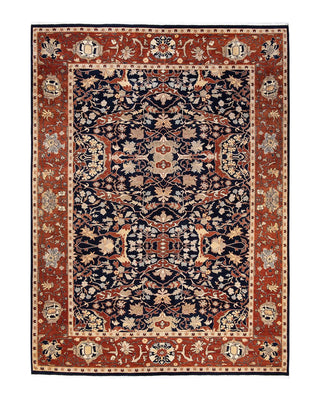 Traditional Mogul Blue Wool Area Rug 9' 3" x 12' 5" - Solo Rugs