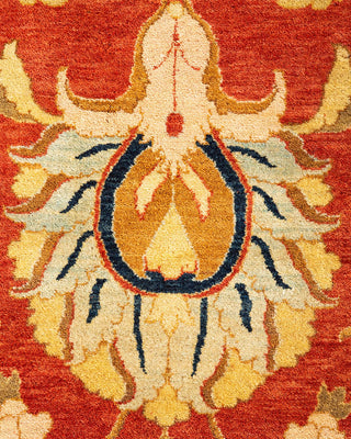 Traditional Mogul Orange Wool Area Rug 9' 10" x 13' 9" - Solo Rugs