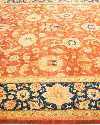 Traditional Mogul Orange Wool Area Rug 9' 10" x 13' 9" - Solo Rugs