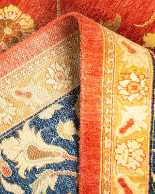 Traditional Mogul Orange Wool Area Rug 9' 10" x 13' 9" - Solo Rugs
