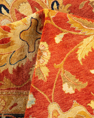 Traditional Mogul Orange Wool Area Rug 9' 10" x 13' 9" - Solo Rugs