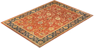Traditional Mogul Orange Wool Area Rug 9' 10" x 13' 9" - Solo Rugs