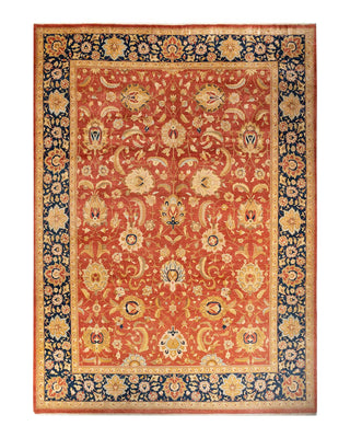 Traditional Mogul Orange Wool Area Rug 9' 10" x 13' 9" - Solo Rugs