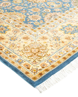 Traditional Mogul Light Blue Wool Area Rug 6' 2" x 9' 6" - Solo Rugs