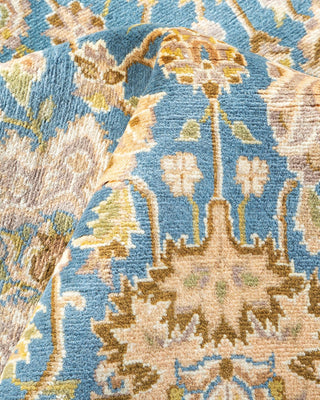Traditional Mogul Light Blue Wool Area Rug 6' 2" x 9' 6" - Solo Rugs