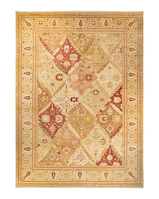 Contemporary Eclectic Ivory Wool Area Rug 10' 2" x 14' 1" - Solo Rugs