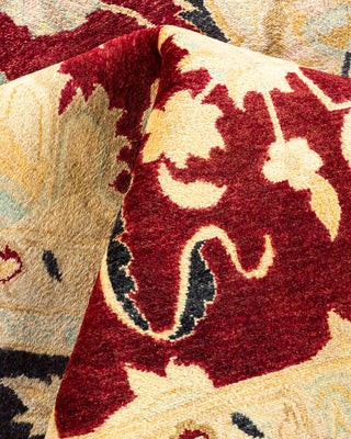 Traditional Mogul Red Wool Area Rug 9' 2" x 12' 3" - Solo Rugs