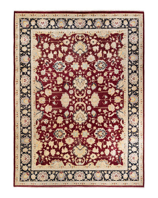 Traditional Mogul Red Wool Area Rug 9' 2" x 12' 3" - Solo Rugs