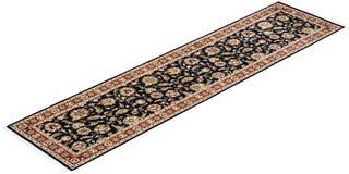 Traditional Mogul Black Wool Runner 2' 6" x 10' 6" - Solo Rugs