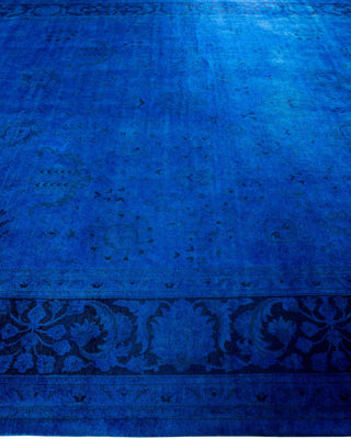 Contemporary Fine Vibrance Blue Wool Square Area Rug 9' 2" x 12' 5" - Solo Rugs