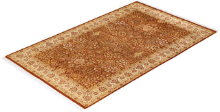 Traditional Mogul Orange Wool Area Rug 4' 7" x 7' 5" - Solo Rugs