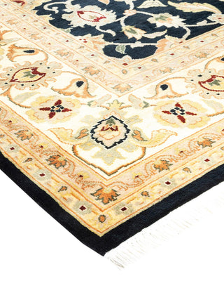 Traditional Mogul Black Wool Area Rug 8' 3" x 10' 3" - Solo Rugs