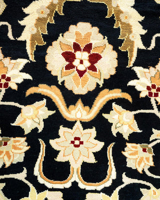 Traditional Mogul Black Wool Area Rug 8' 3" x 10' 3" - Solo Rugs