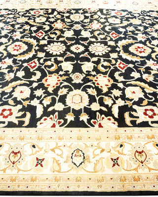 Traditional Mogul Black Wool Area Rug 8' 3" x 10' 3" - Solo Rugs