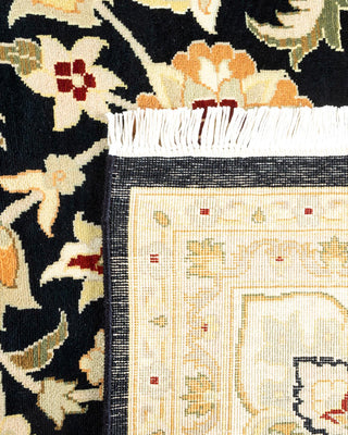 Traditional Mogul Black Wool Area Rug 8' 3" x 10' 3" - Solo Rugs