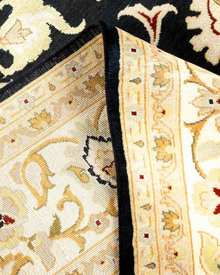 Traditional Mogul Black Wool Area Rug 8' 3" x 10' 3" - Solo Rugs