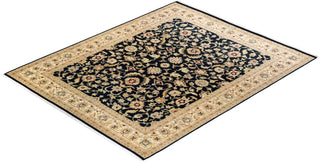 Traditional Mogul Black Wool Area Rug 8' 3" x 10' 3" - Solo Rugs