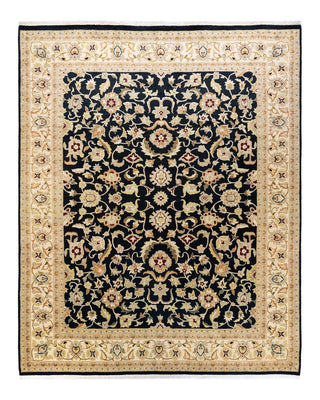 Traditional Mogul Black Wool Area Rug 8' 3" x 10' 3" - Solo Rugs