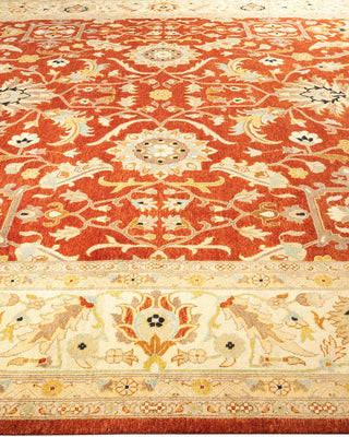 Traditional Mogul Orange Wool Area Rug 9' 2" x 12' 5" - Solo Rugs