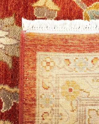 Traditional Mogul Orange Wool Area Rug 9' 2" x 12' 5" - Solo Rugs