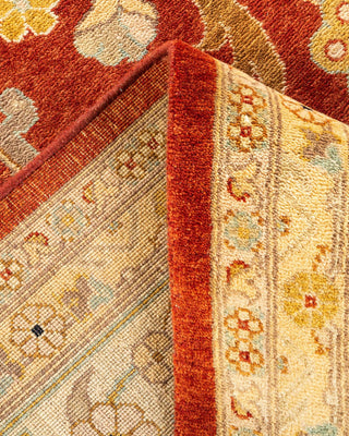 Traditional Mogul Orange Wool Area Rug 9' 2" x 12' 5" - Solo Rugs