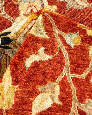 Traditional Mogul Orange Wool Area Rug 9' 2" x 12' 5" - Solo Rugs