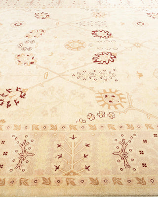Contemporary Eclectic Ivory Wool Area Rug 9' 0" x 11' 10" - Solo Rugs