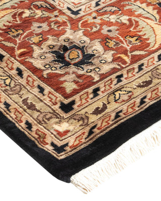 Traditional Mogul Black Wool Area Rug 9' 2" x 12' 5" - Solo Rugs