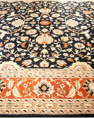 Traditional Mogul Black Wool Area Rug 9' 2" x 12' 5" - Solo Rugs