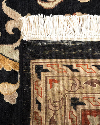 Traditional Mogul Black Wool Area Rug 9' 2" x 12' 5" - Solo Rugs