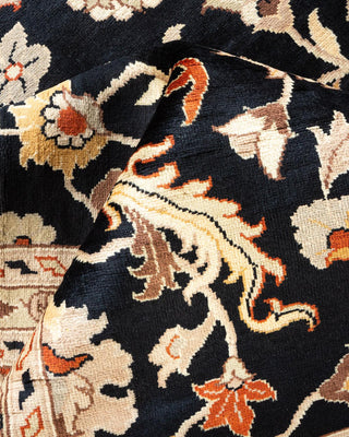 Traditional Mogul Black Wool Area Rug 9' 2" x 12' 5" - Solo Rugs
