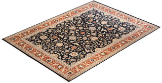 Traditional Mogul Black Wool Area Rug 9' 2" x 12' 5" - Solo Rugs