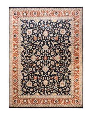 Traditional Mogul Black Wool Area Rug 9' 2" x 12' 5" - Solo Rugs