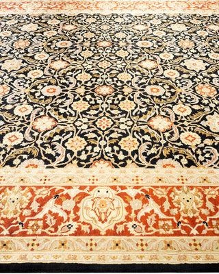Traditional Mogul Black Wool Area Rug 8' 2" x 9' 10" - Solo Rugs
