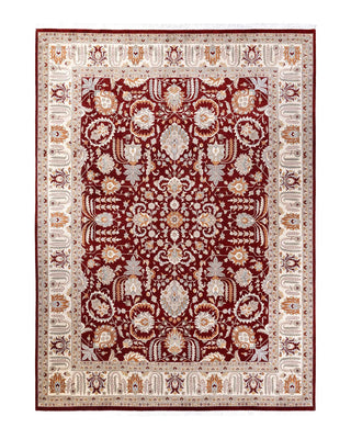 Traditional Mogul Red Wool Area Rug 9' 3" x 12' 5" - Solo Rugs