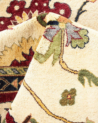 Traditional Mogul Ivory Wool Area Rug 9' 4" x 12' 5" - Solo Rugs