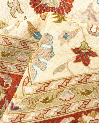 Traditional Mogul Ivory Wool Area Rug 9' 1" x 12' 3" - Solo Rugs