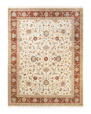 Traditional Mogul Ivory Wool Area Rug 9' 1" x 12' 3" - Solo Rugs