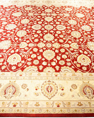 Traditional Mogul Red Wool Area Rug 9' 2" x 12' 3" - Solo Rugs