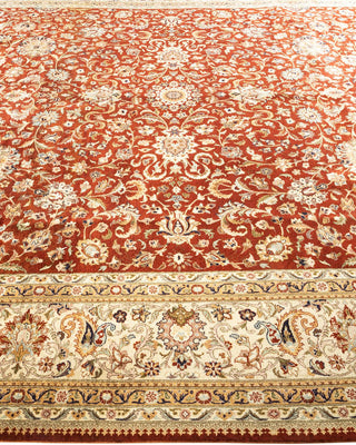 Traditional Mogul Orange Wool Area Rug 9' 1" x 12' 1" - Solo Rugs