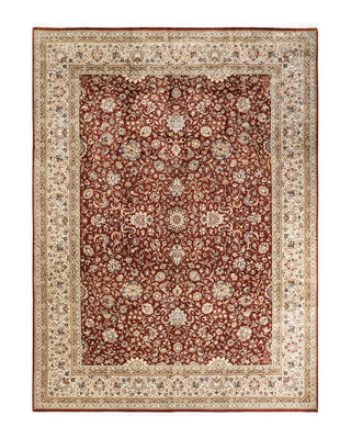 Traditional Mogul Orange Wool Area Rug 9' 1" x 12' 1" - Solo Rugs