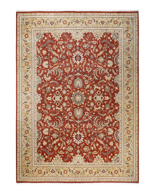 Traditional Mogul Orange Wool Area Rug 10' 0" x 14' 2" - Solo Rugs
