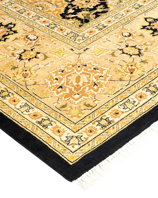 Traditional Mogul Black Wool Area Rug 8' 2" x 10' 3" - Solo Rugs