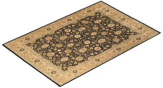 Traditional Mogul Black Wool Area Rug 8' 2" x 10' 3" - Solo Rugs