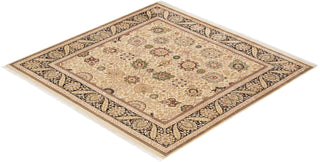 Traditional Mogul Beige Wool Square Area Rug 6' 2" x 6' 2" - Solo Rugs